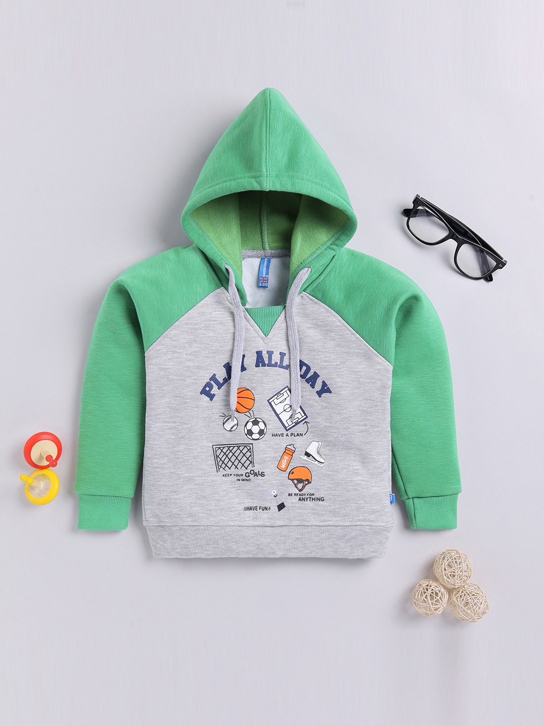 

Here&Now X Game Begins Boys Typography Printed Hooded Cotton Sweatshirt, Grey