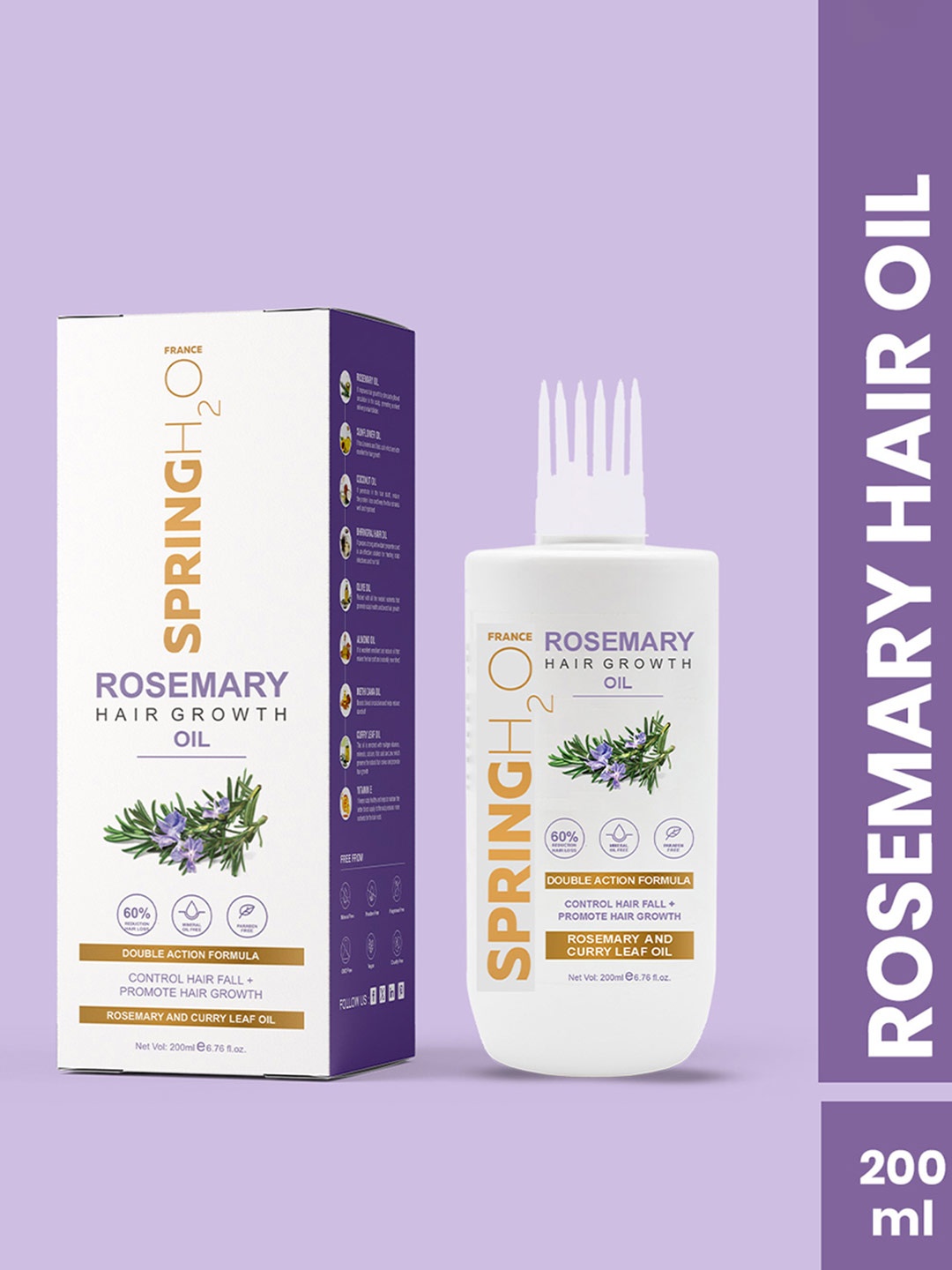 

Spring H2O Rosemary Hair Growth & Hair Fall Control Oil - 200 ml, White