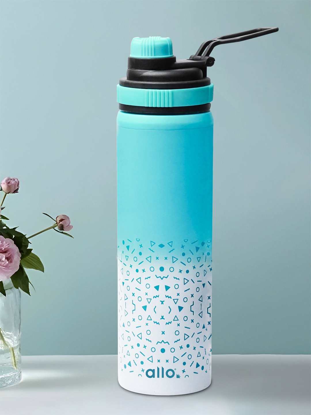 

Allo Blue & White Single Stainless Steel Typography Printed Water Bottle 600 ml