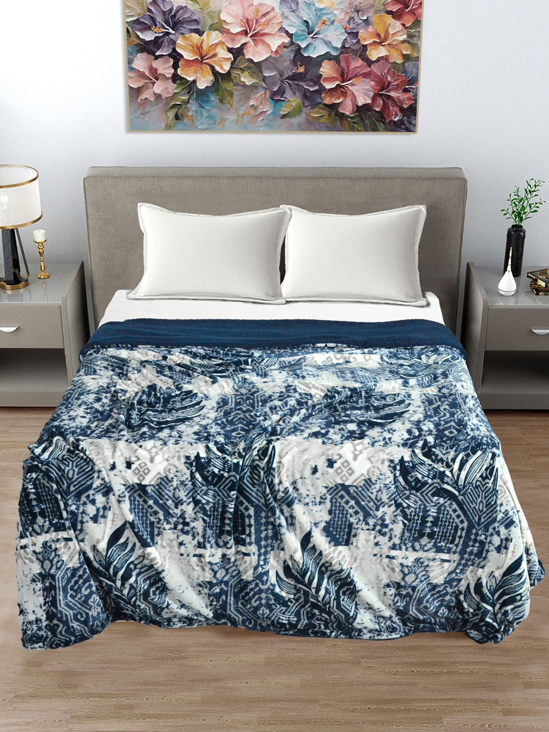 

FABINALIV Blue & White Woollen Mild Winter 400 GSM Double Bed Comforter