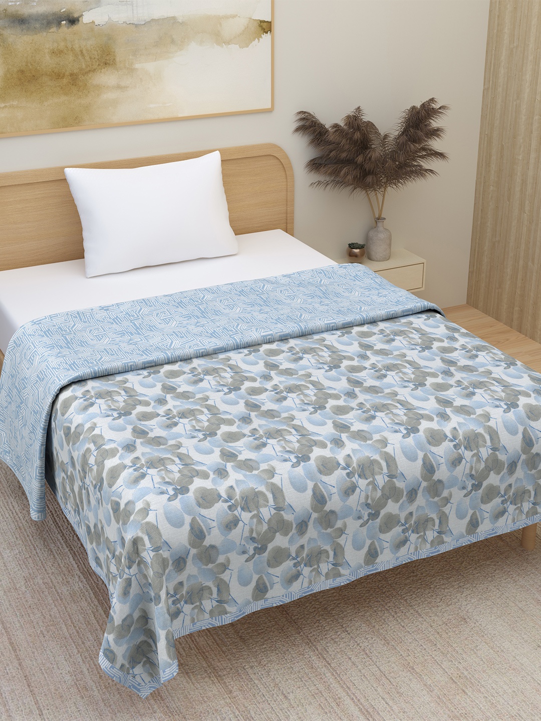 

Plarsh Comfort Premium Soft Flannel Dohar Pure Cotton Reversible Single Bed, Blue