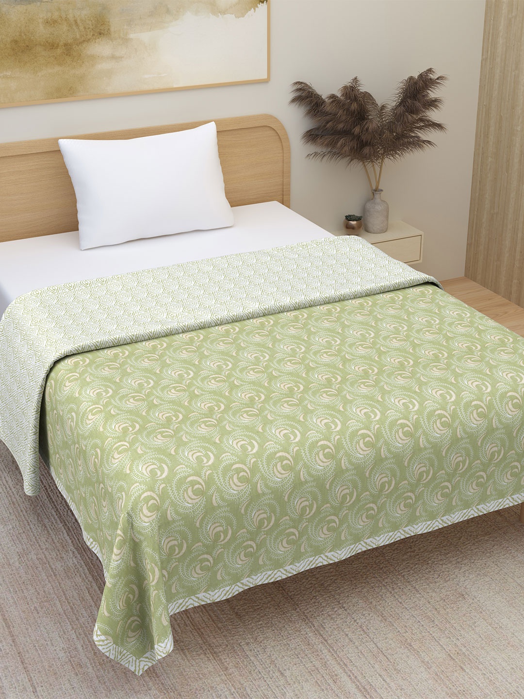 

Plarsh Comfort Pack of 2 Premium Soft Flannel Dohar Cotton Reversible Single Bed Dohar, Green