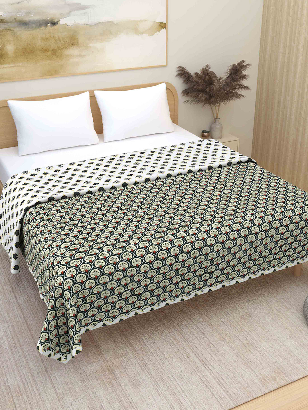 

Plarsh Comfort Green Ethnic Premium Soft 300 GSM Pure Cotton Reversible Double Bed Dohar