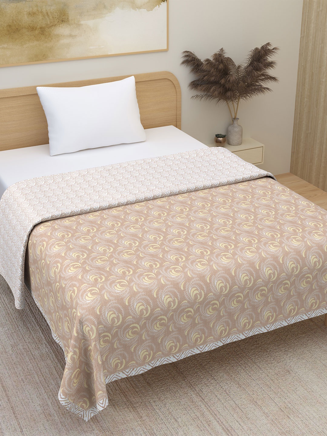 

Plarsh Comfort Pack of 2 Premium Soft Flannel Pure Cotton Reversible Single Bed Dohar, Peach