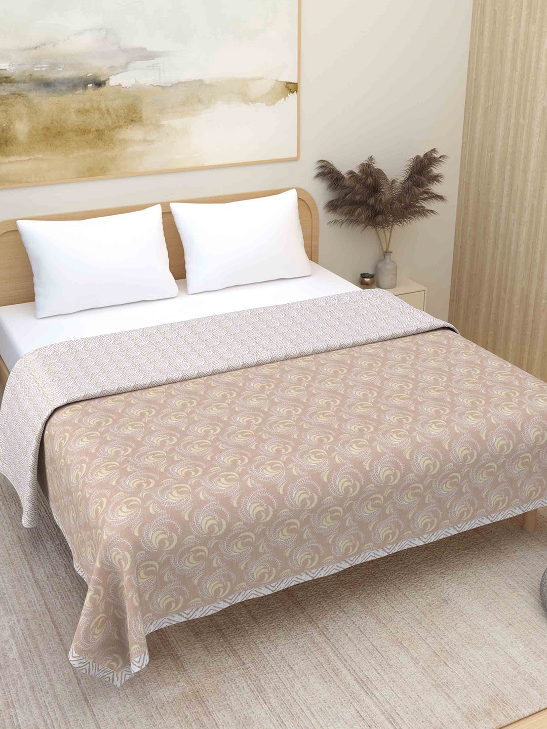 

Plarsh Comfort Brown Floral Premium Soft 300 GSM Pure Cotton Reversible Double Bed Dohar