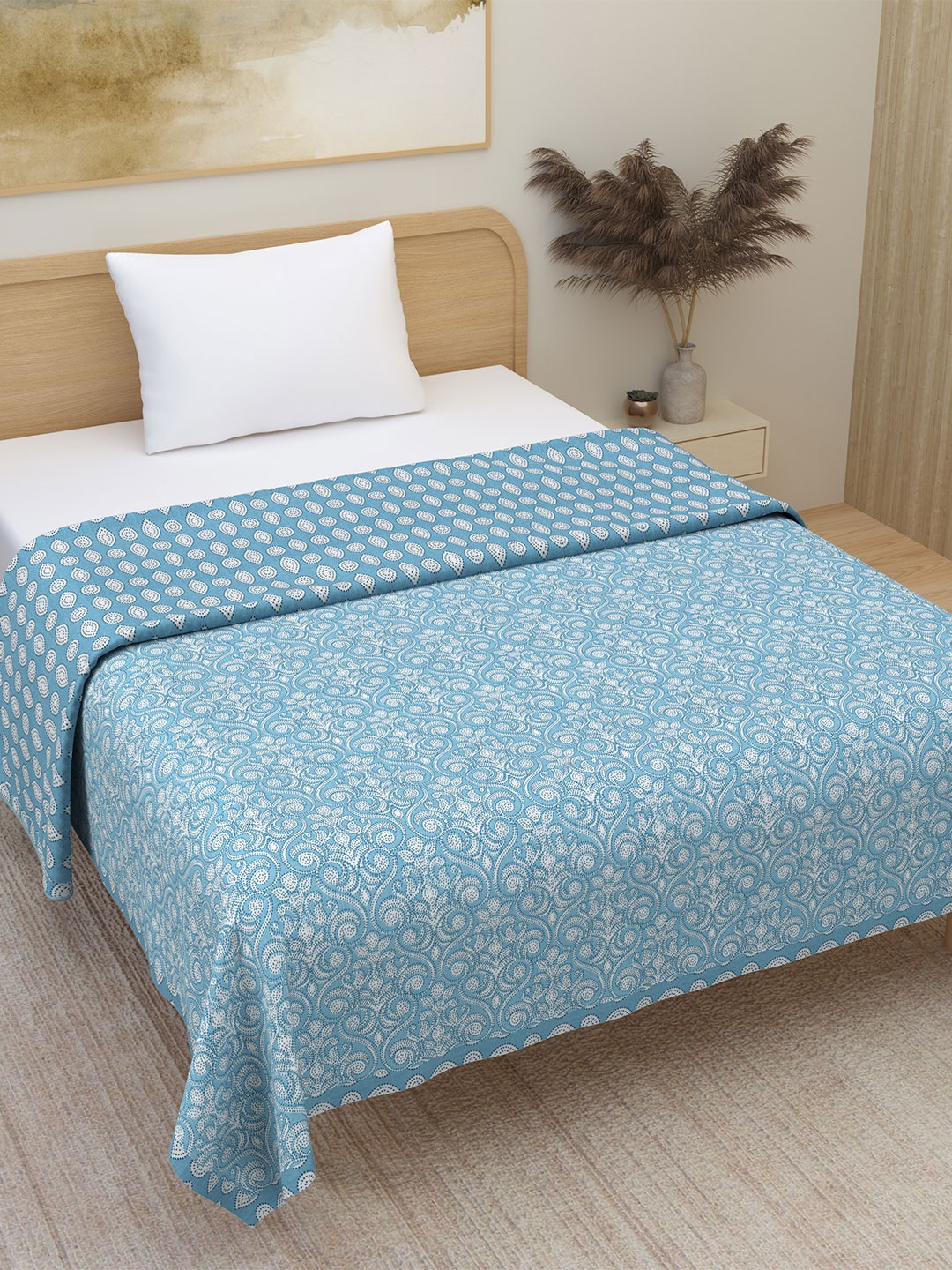 

Plarsh Comfort Pack of 2 Premium Soft Flannel Pure Cotton Reversible Single Bed Dohar, Blue