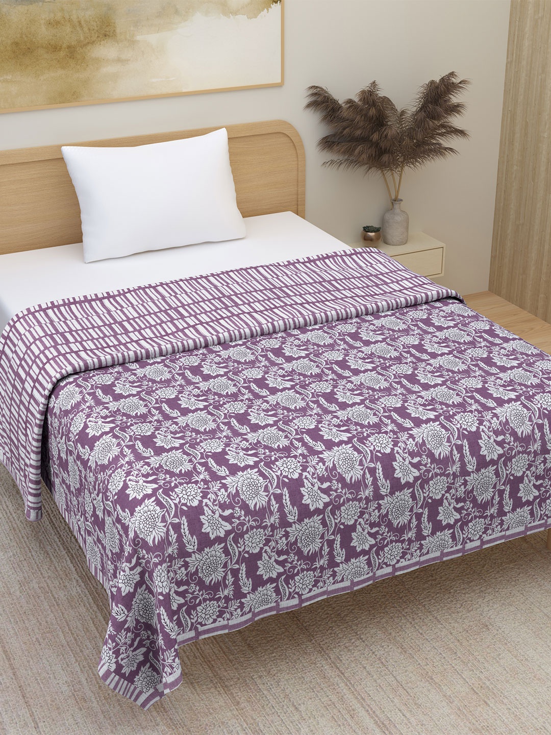 

Plarsh Comfort Pack of 2 Premium Pure Cotton Reversible Soft Flannel Single Bed Dohar, Purple