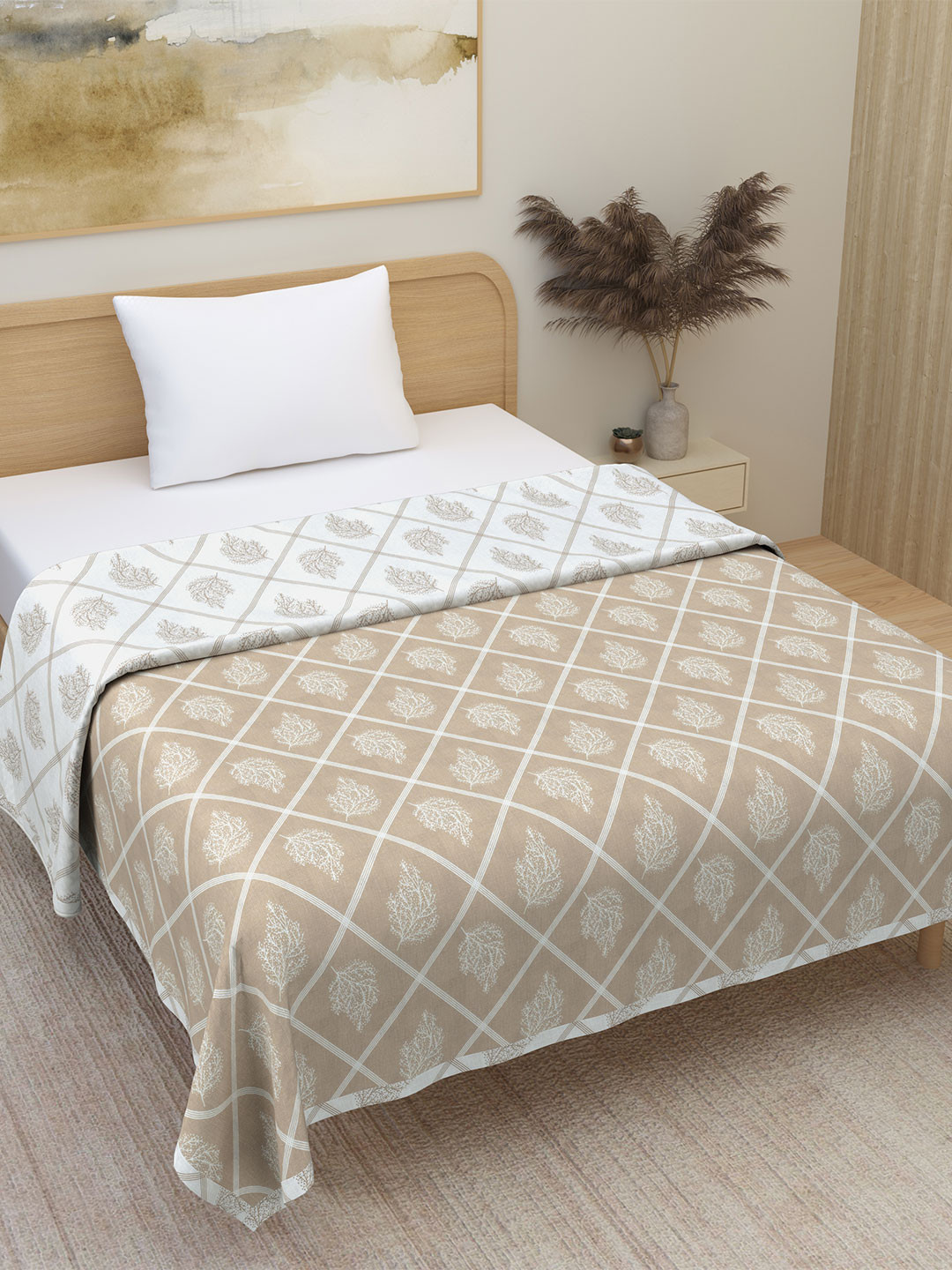 

Plarsh Comfort Premium Soft Flannel Pure Cotton Reversible Single Bed Dohar, Beige