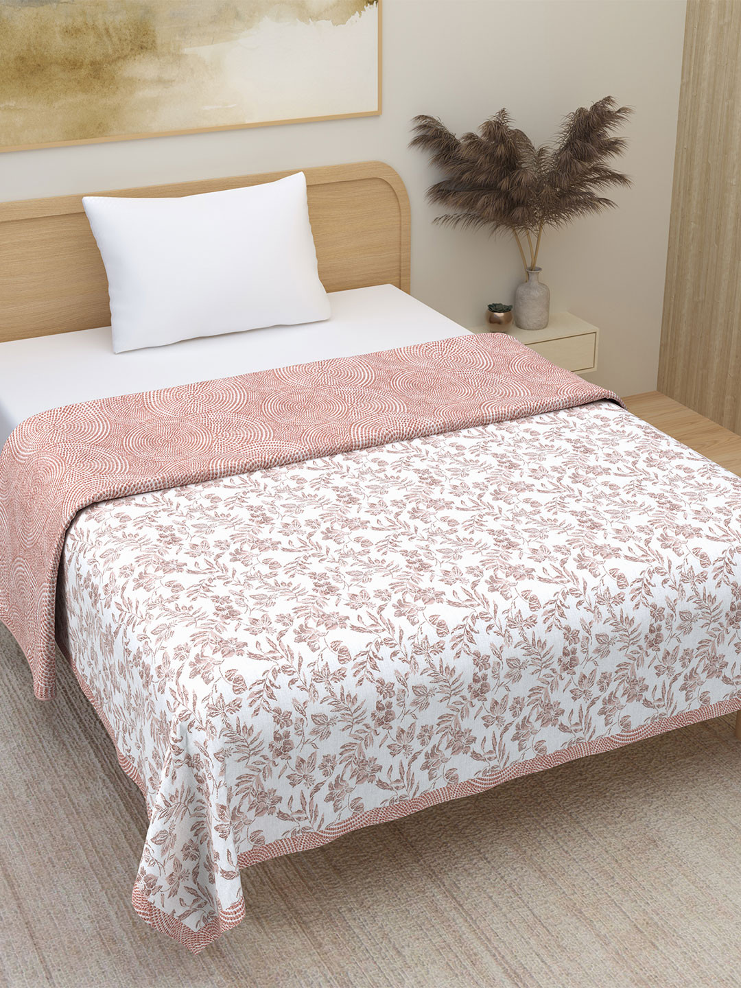 

Plarsh Comfort Pack of 2 Premium Soft Flannel Pure Cotton Reversible Single Bed Dohar, Pink