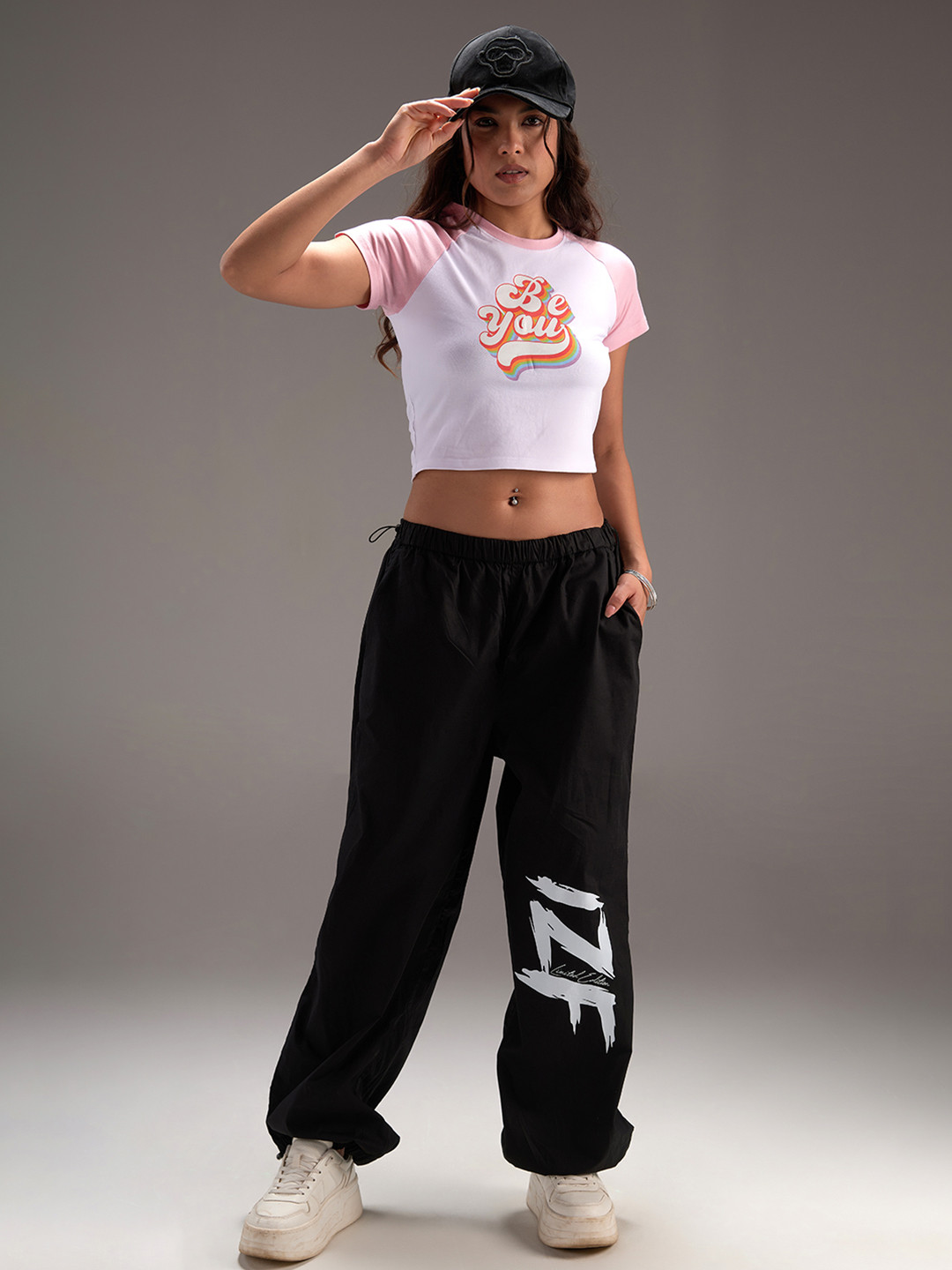 

IZF Women Printed "Limited edition" Loose Fit Joggers Trousers, Black