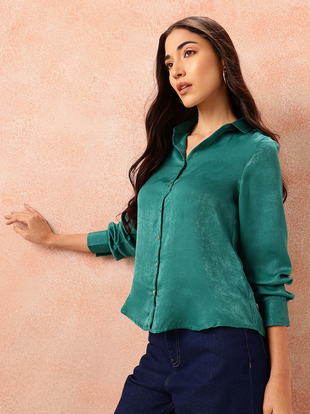 

all about you Satin-Finish Regular Fit Casual Shirt, Blue