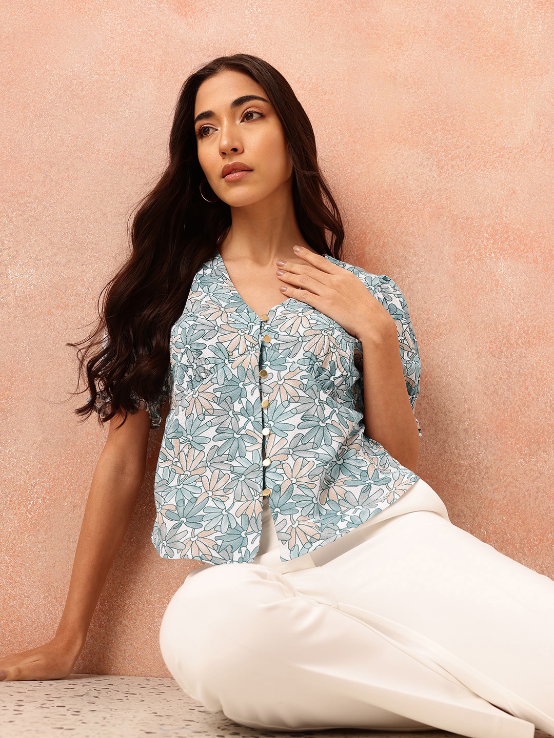 

all about you Floral Print Shirt Style Top, Off white