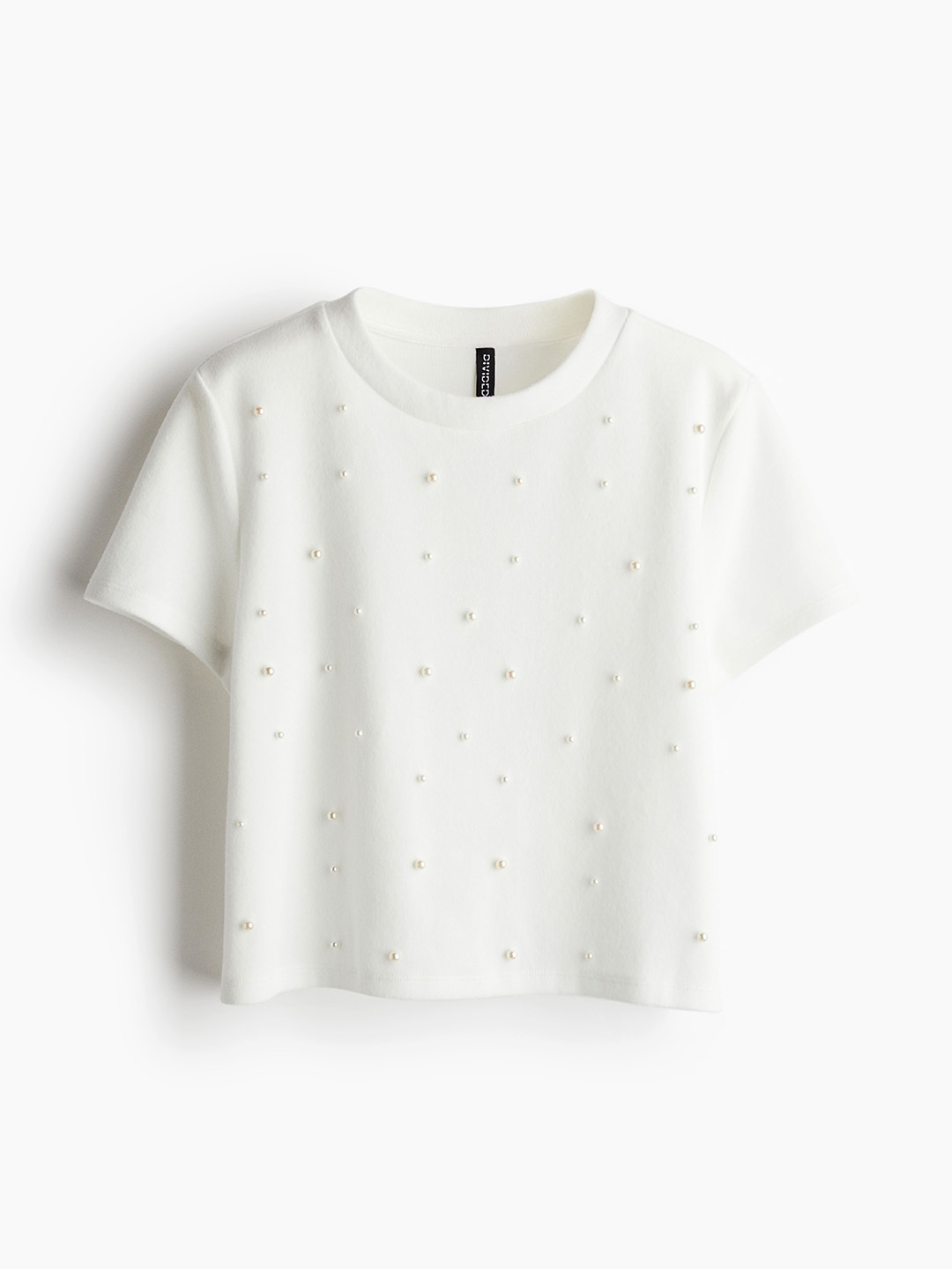 

H&M Bead-Embellished Tshirts, White