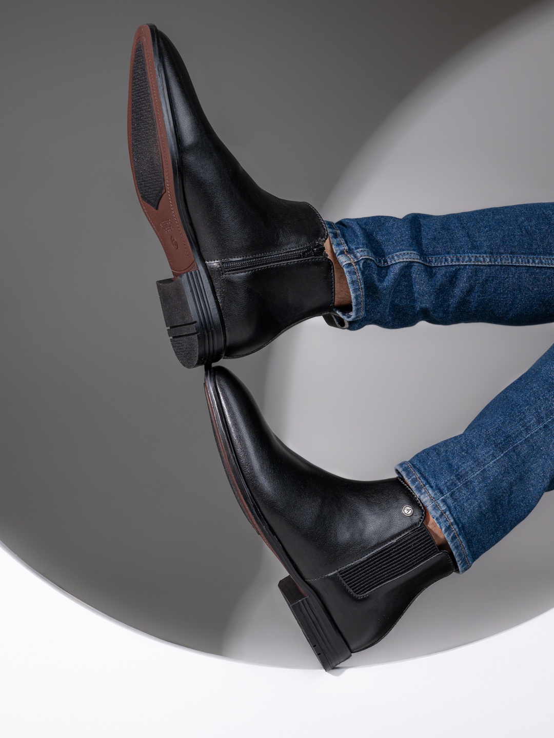 

Alberto Torresi Men Casual Block-Heeled Chelsea Boots, Black