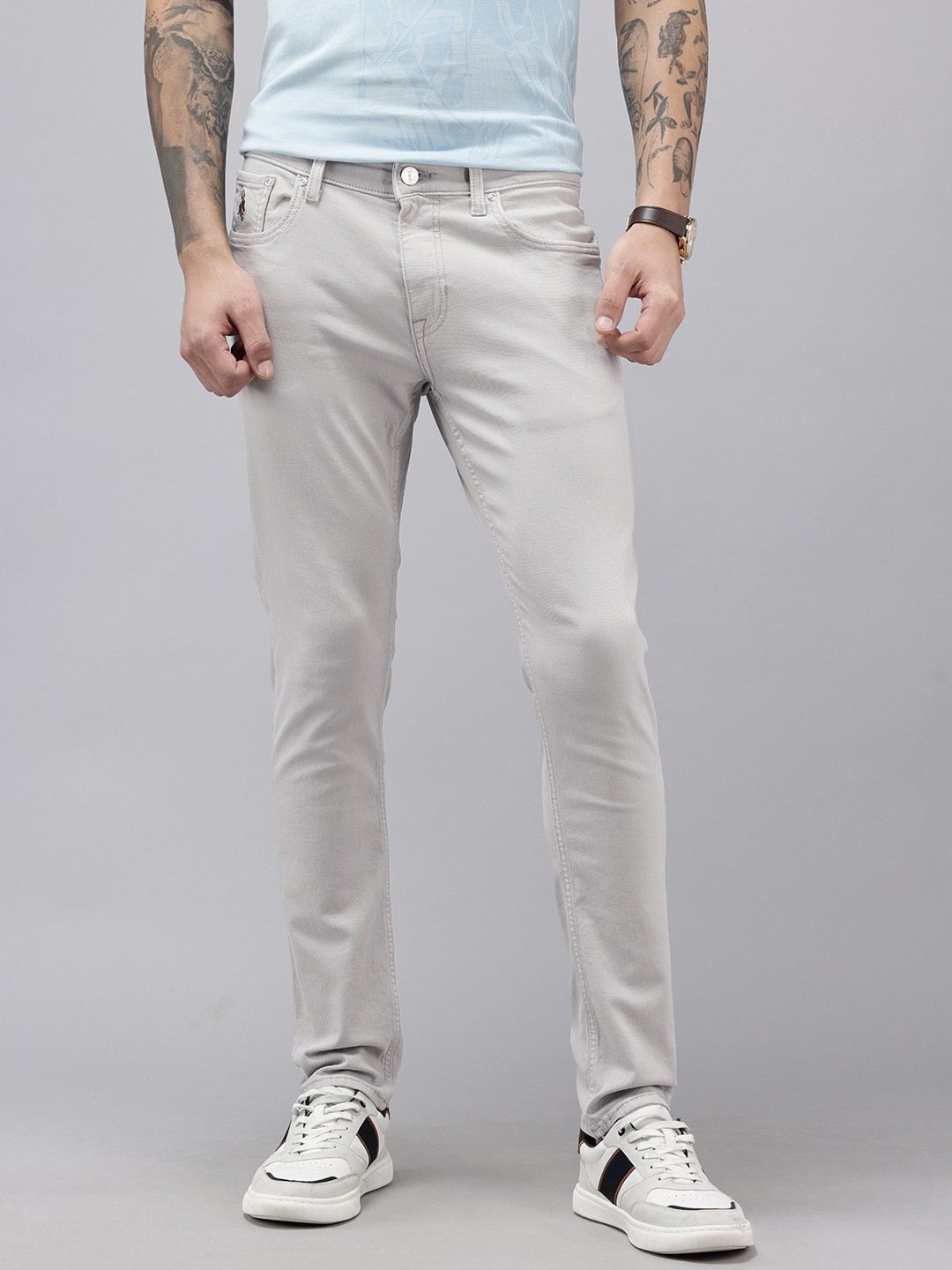 

U.S. Polo Assn. Denim Co. Men Brandon Slim Tapered Fit Stretchable Jeans, Grey