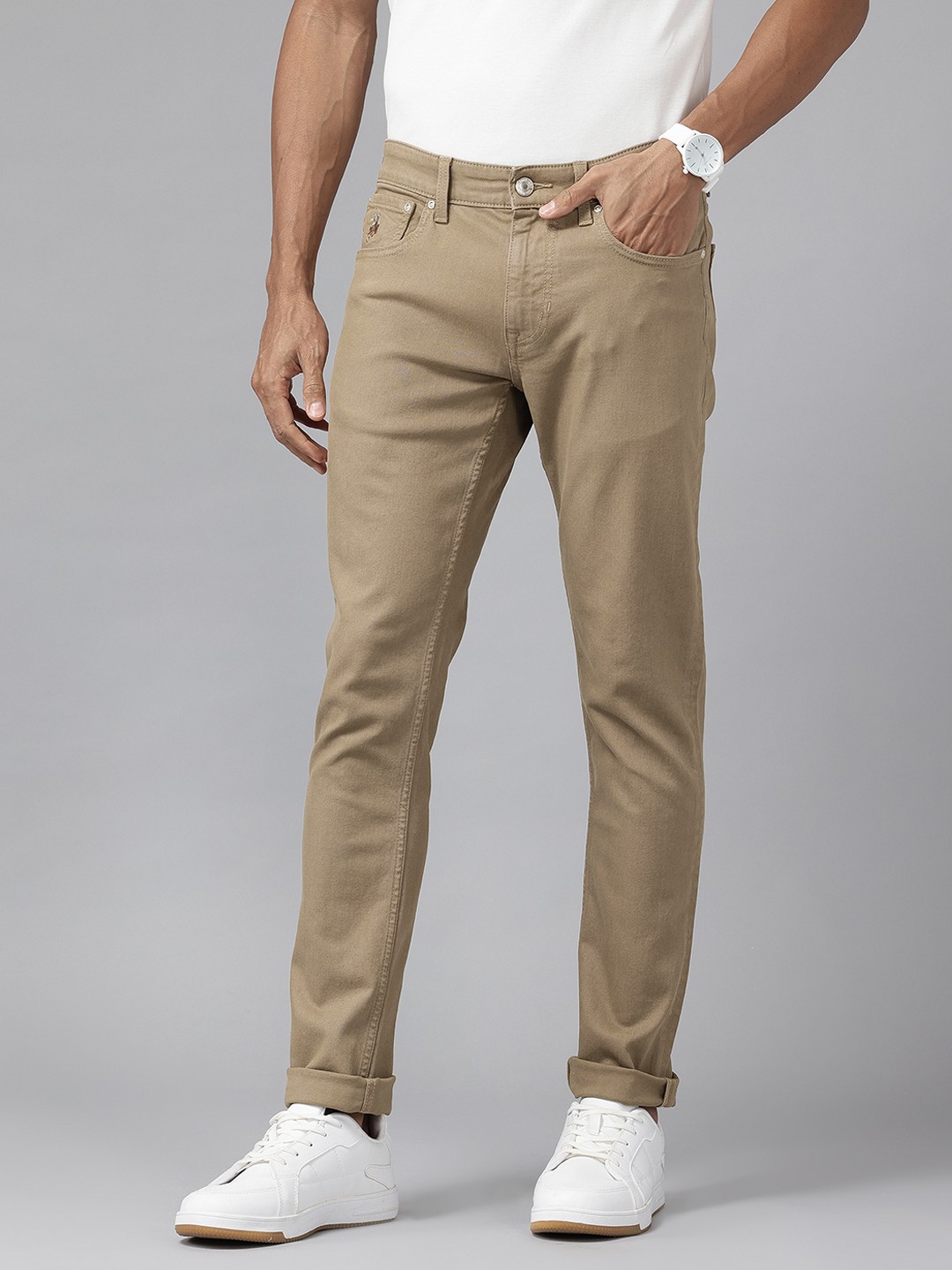 

U.S. Polo Assn. Denim Co. Men Brandon Mid-Rise Slim Tapered Fit Jeans, Khaki
