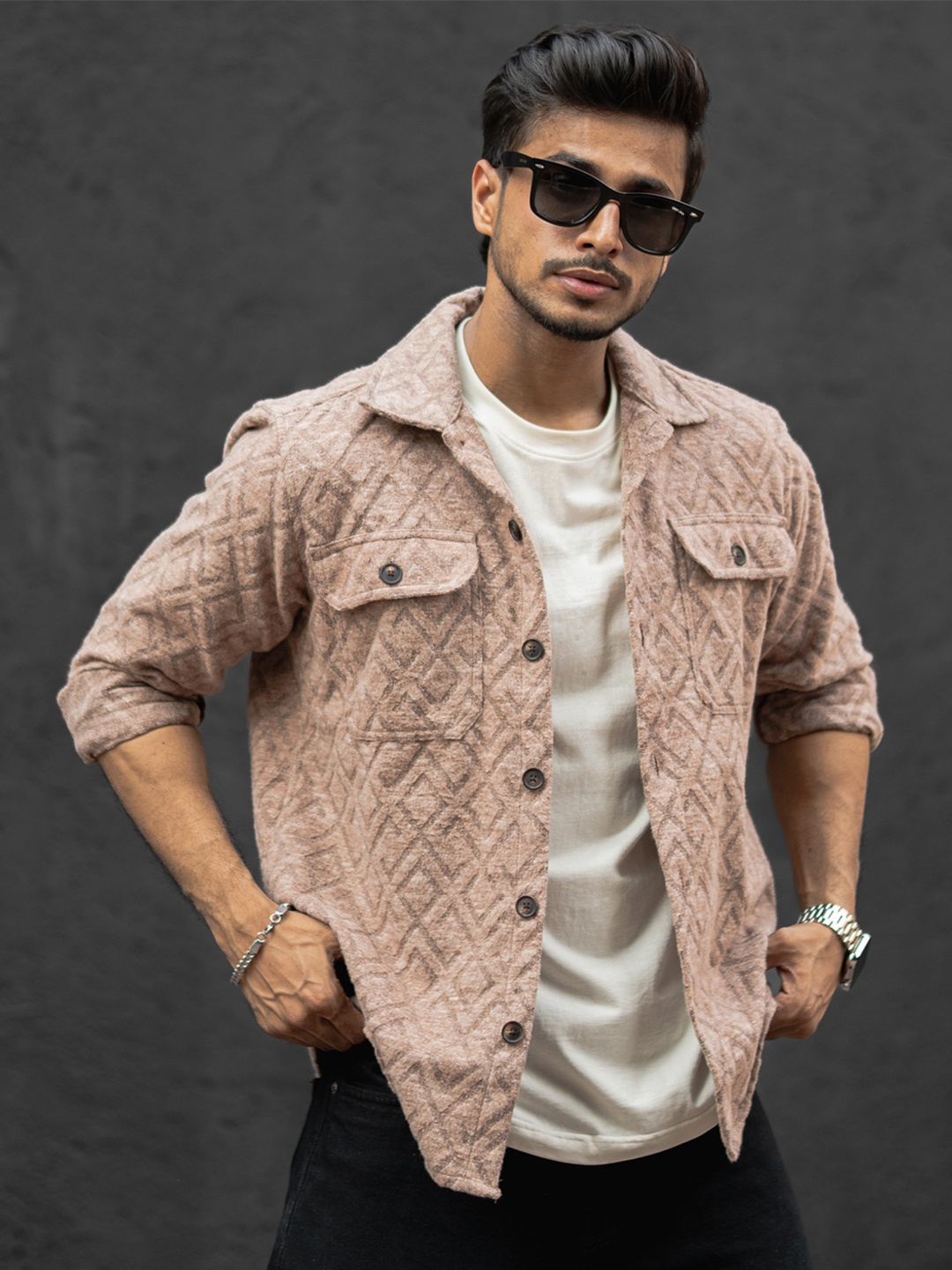 

Powerlook Men Spread Collar Solid Cotton Casual Shirt, Beige