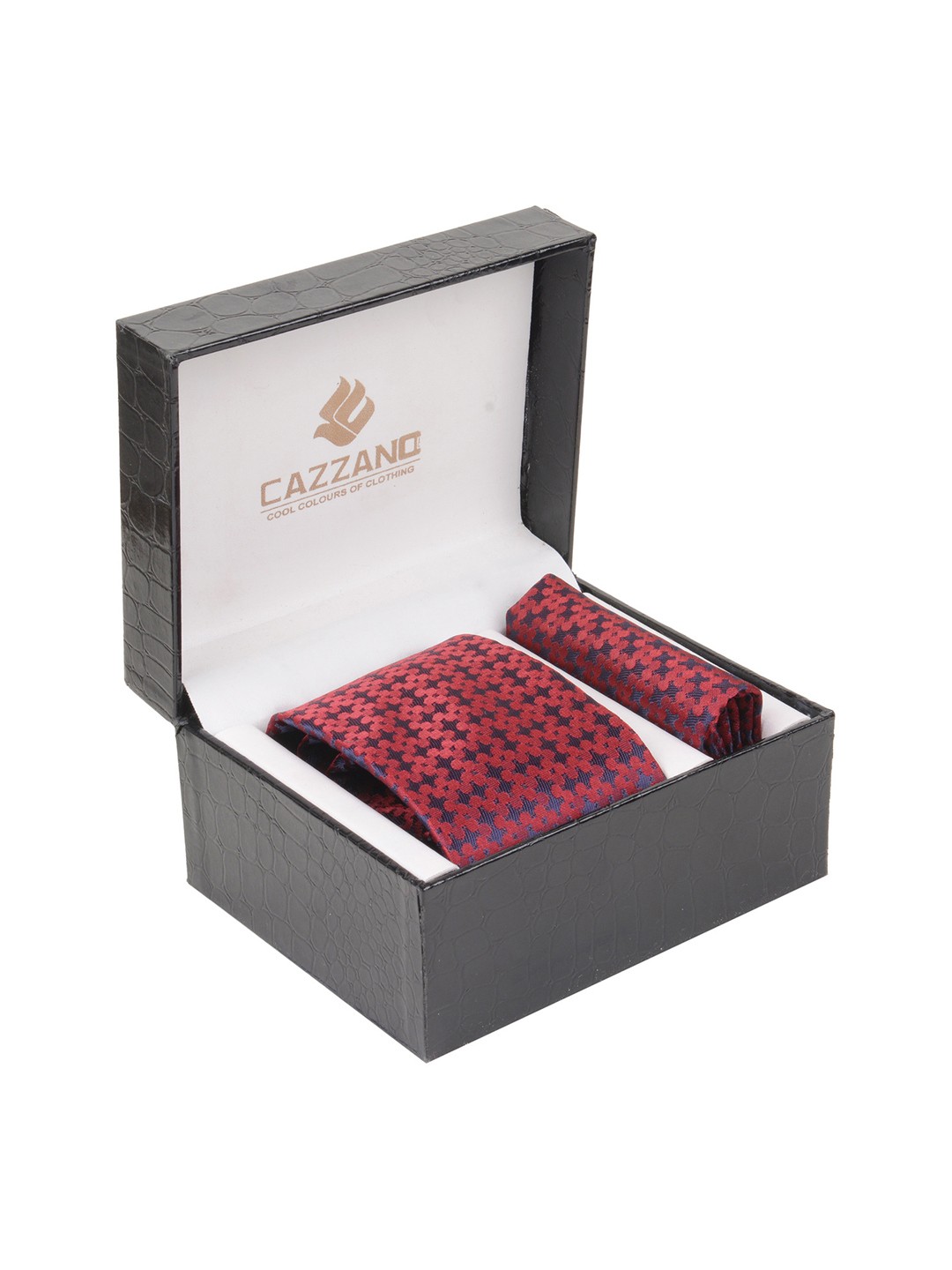 

Cazzano Men Accessory Gift Set of Tie and Pocket Square, Red