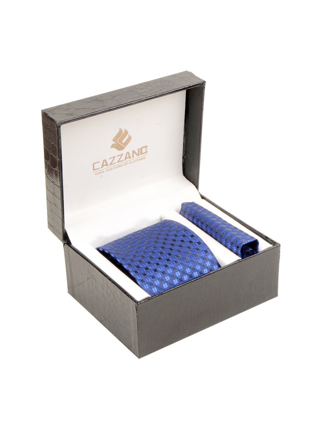 

Cazzano Men Neck Tie and Pocket Square with Combo Gift Set, Navy blue