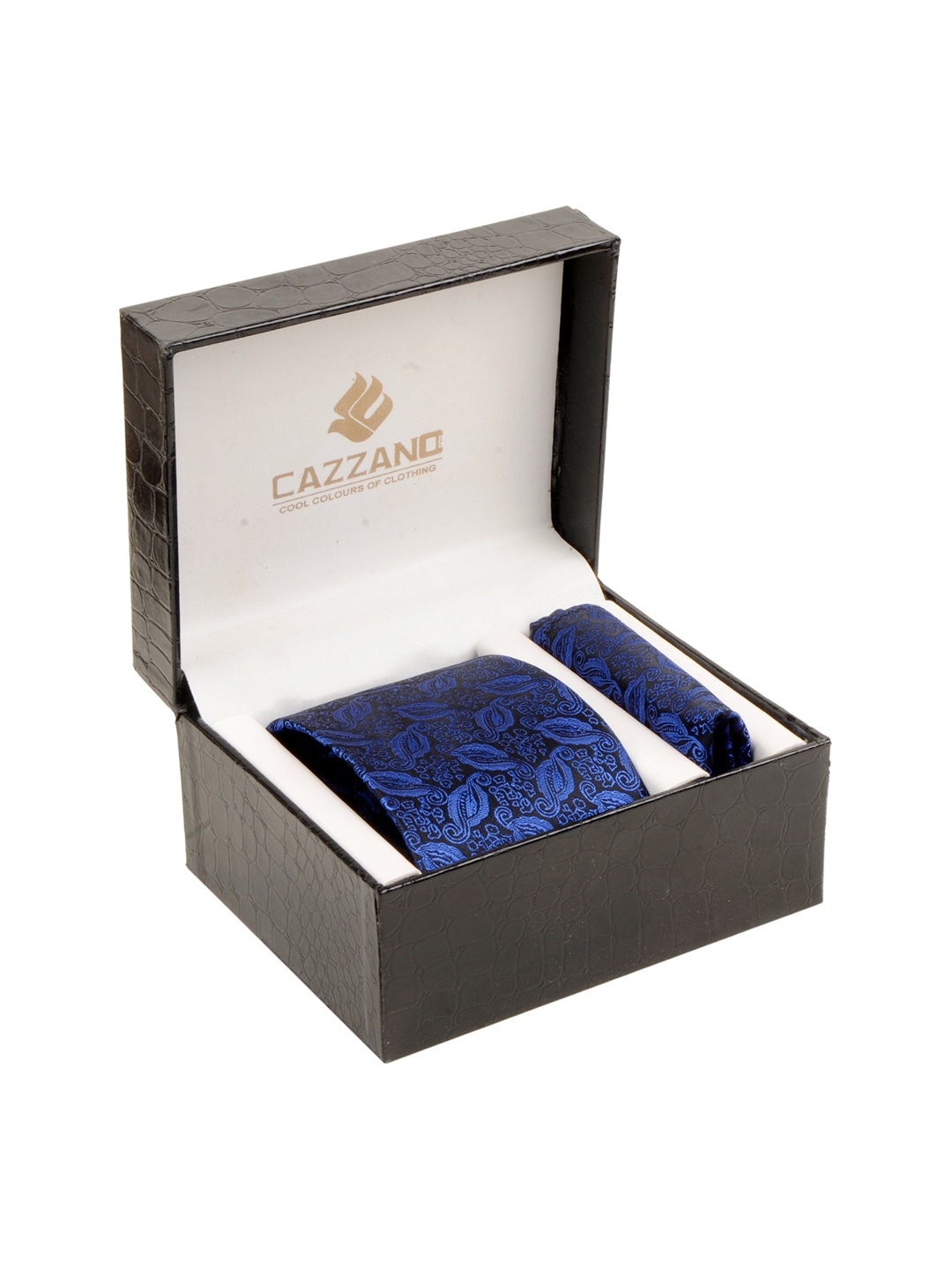 

Cazzano Men Neck Tie Accessory Gift and Pocket Square with Combo Gift Set, Blue