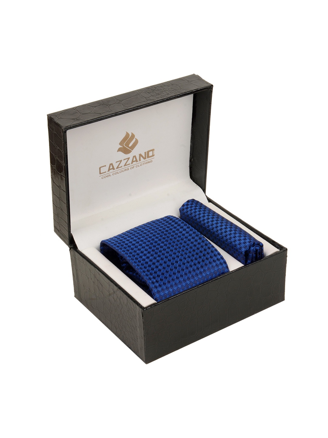 

Cazzano Men Neck Tie Accessory Gift and Pocket Square With Combo Gift Set, Blue