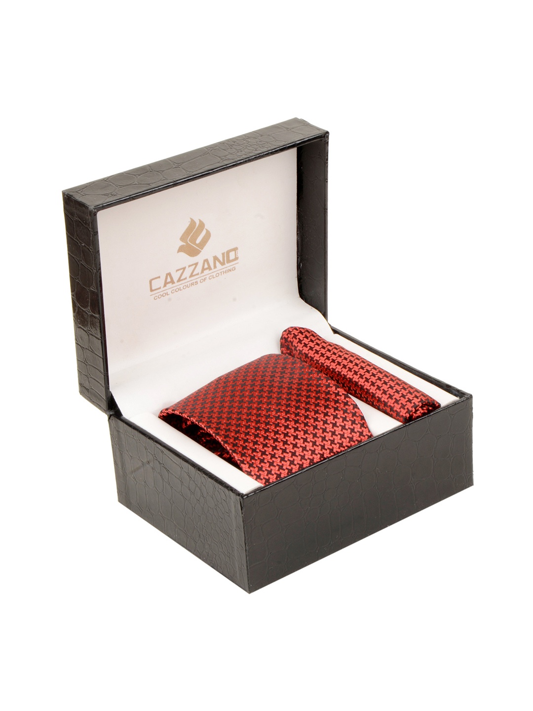 

Cazzano Men Printed Tie and Pocket Square Accessory Gift Set, Orange