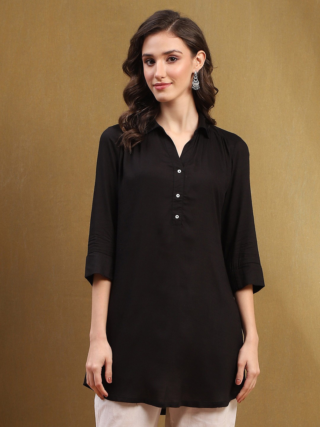 

Biba Shirt Collar Tunic, Black