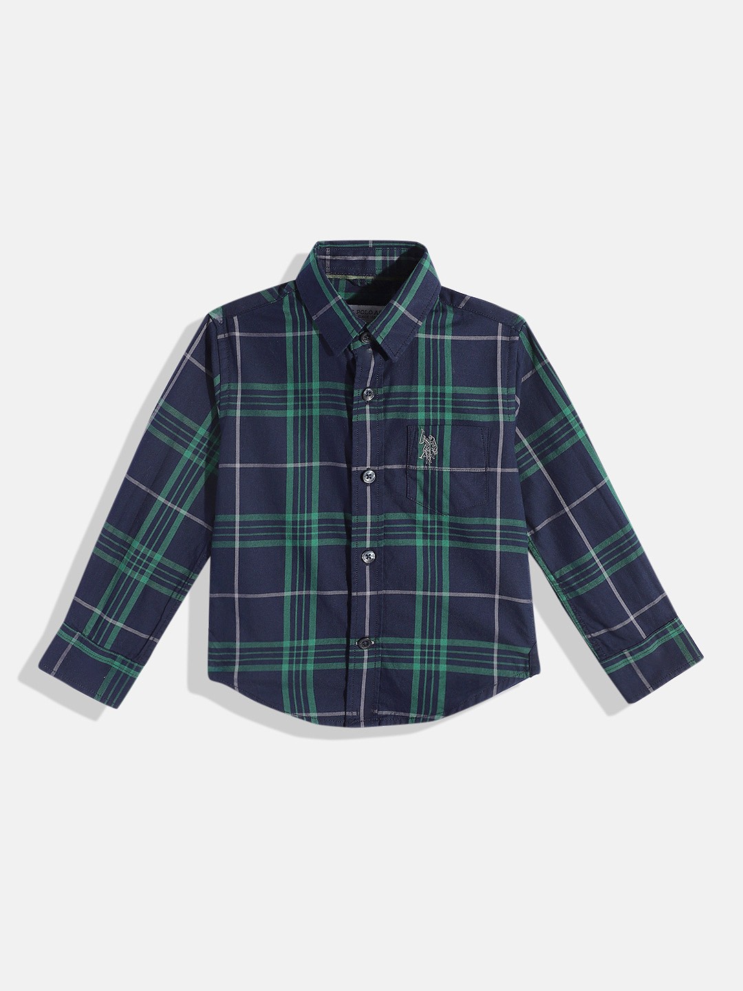 

U.S. Polo Assn. Kids Boys Tartan Checked Pure Cotton Casual Shirt, Navy blue