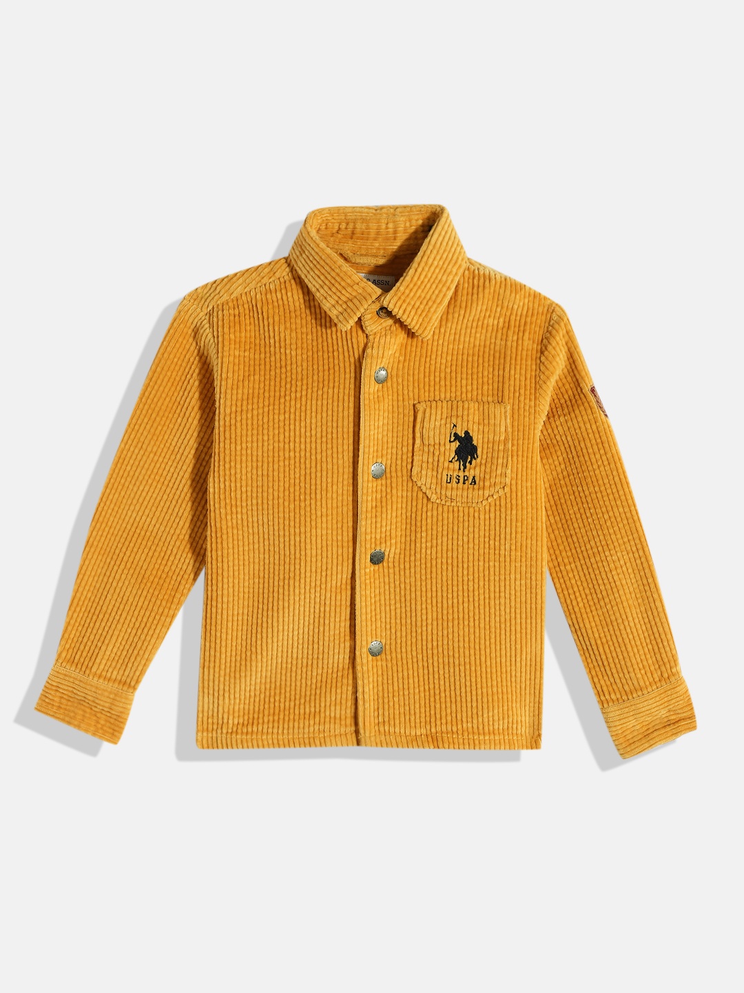 

U.S. Polo Assn. Kids Boys Self Design Pure Cotton Casual Shirt, Mustard