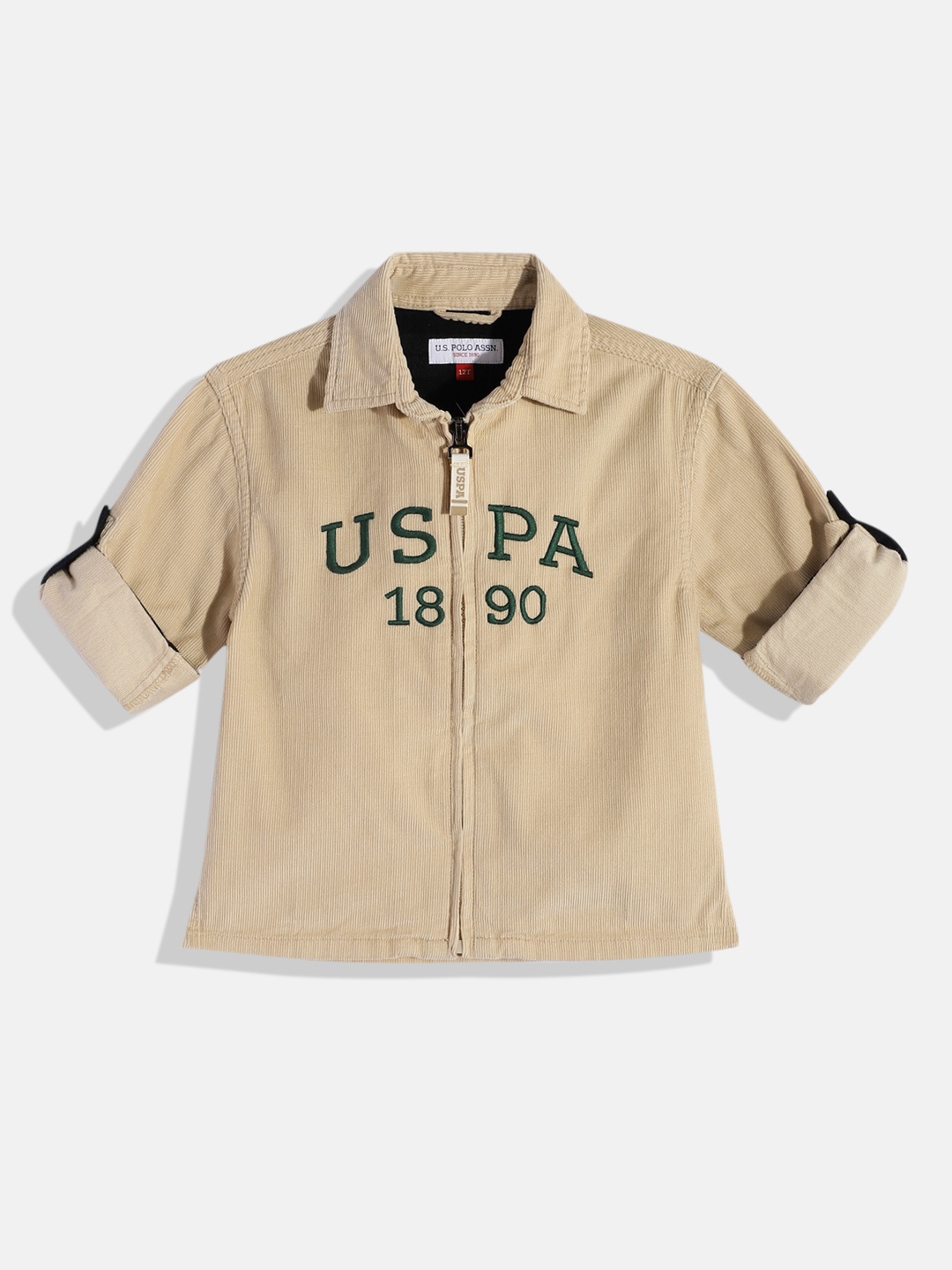 

U.S. Polo Assn. Kids Boys Brand Logo Embroidered Casual Shirt, Beige