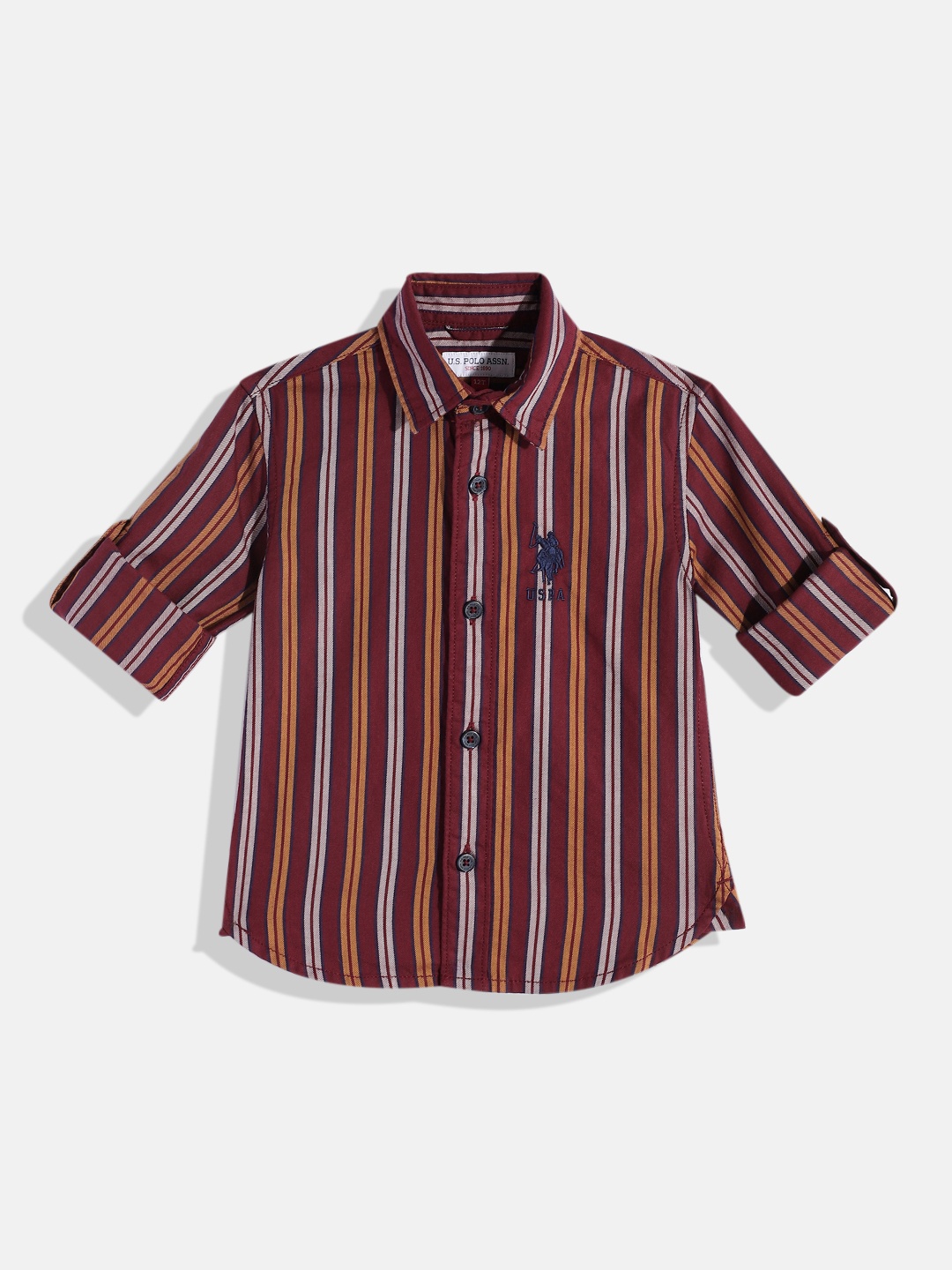 

U.S. Polo Assn. Kids Boys Striped Casual Shirt, Maroon