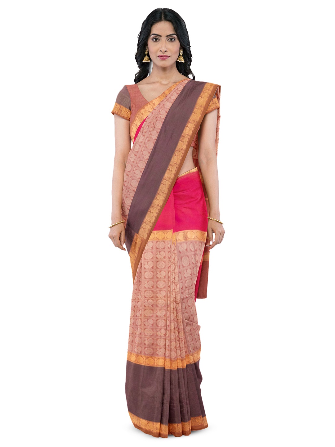 

Avishya Ethnic Motifs Woven Design Zari Pure Cotton Kanjeevaram Saree, Beige