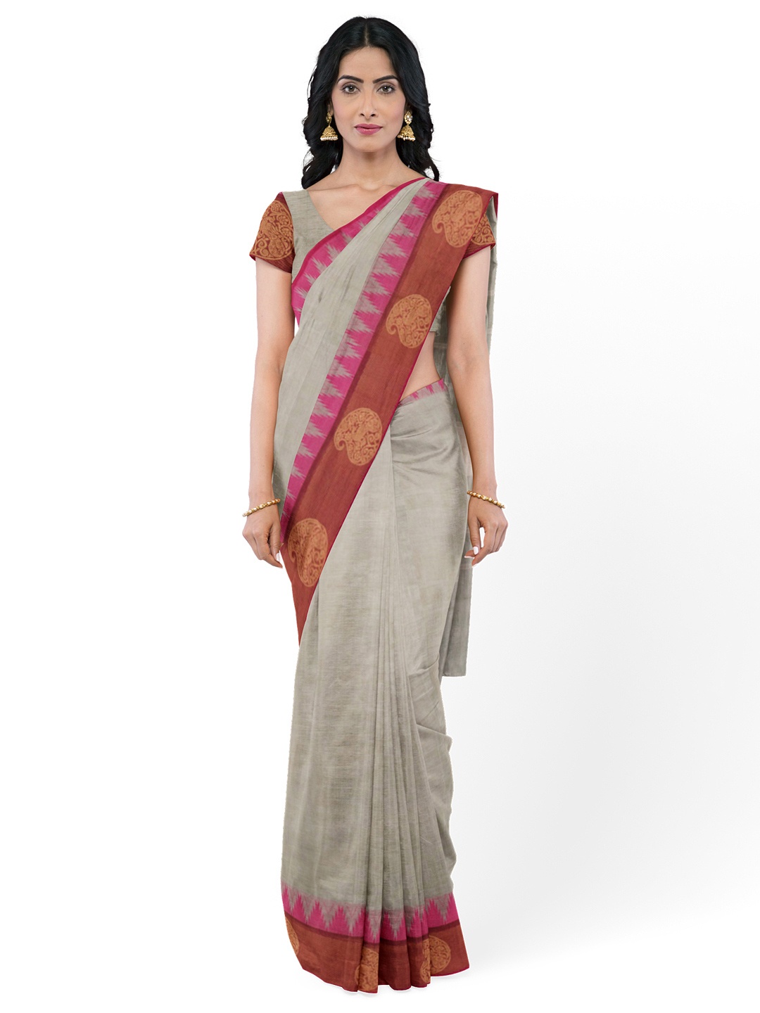 

Avishya Checked Pure Cotton Kanjeevaram Saree, Green
