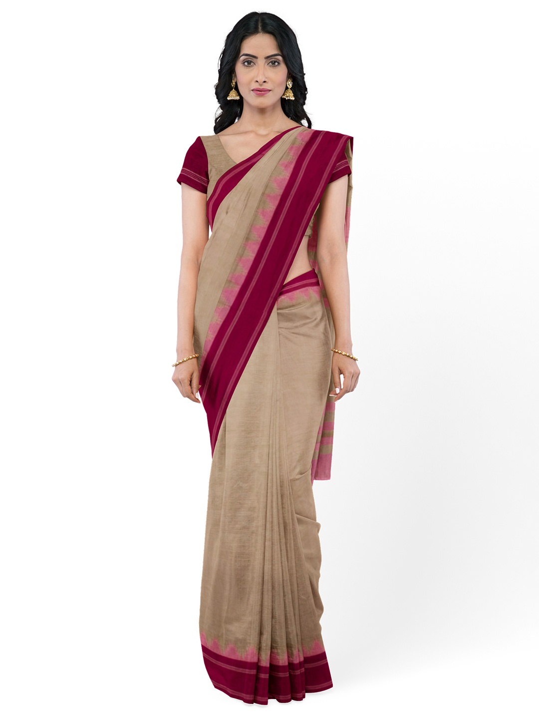 

Avishya Solid Pure Cotton Kanjeevaram Saree with Blouse Piece, Pink