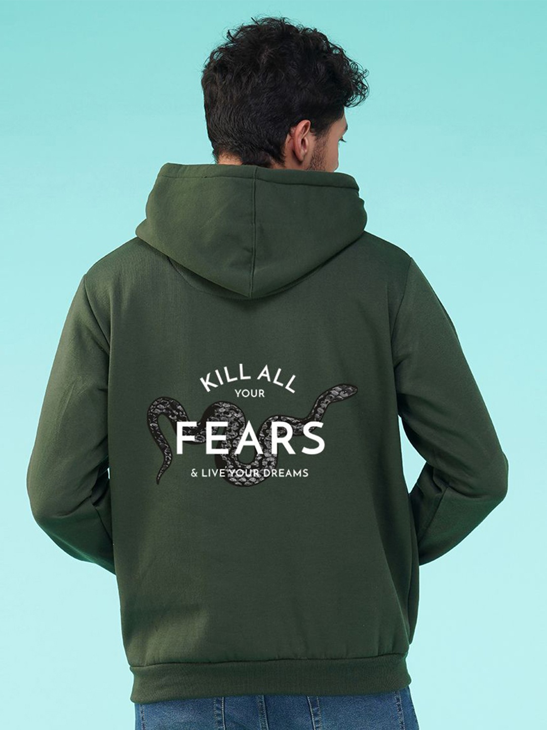 

NUSYL Men Printed Hooded Sweatshirt, Green
