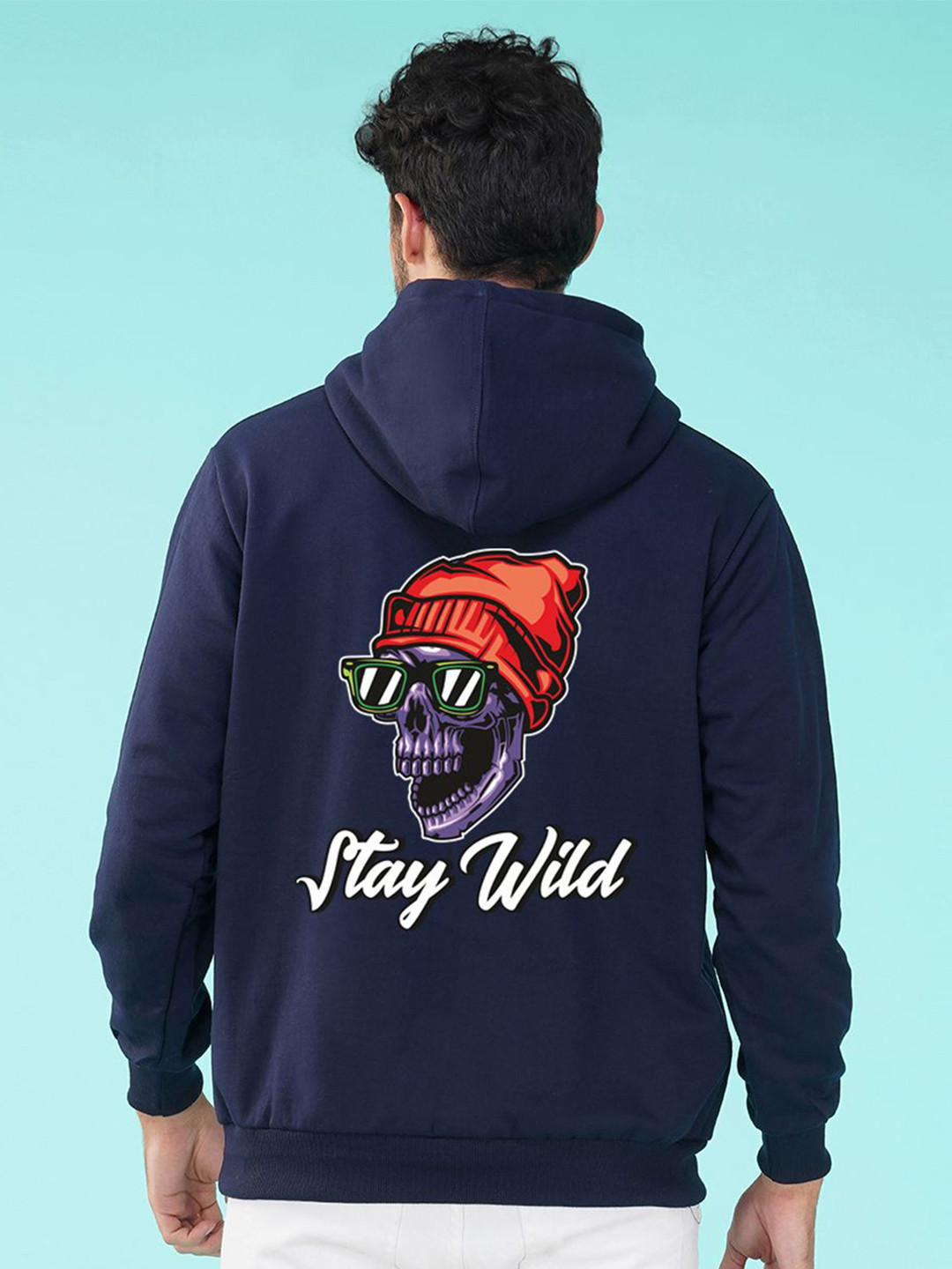 

NUSYL Men Printed Hooded Sweatshirt, Blue