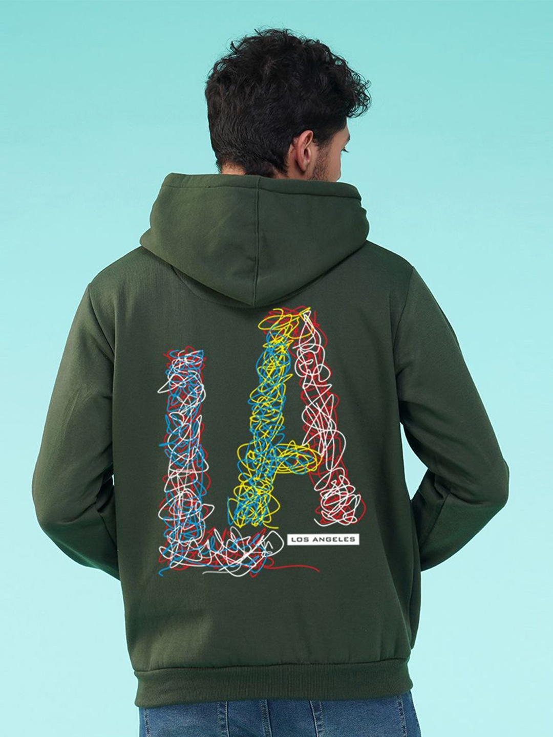 

NUSYL Men Printed Hooded Sweatshirt, Green