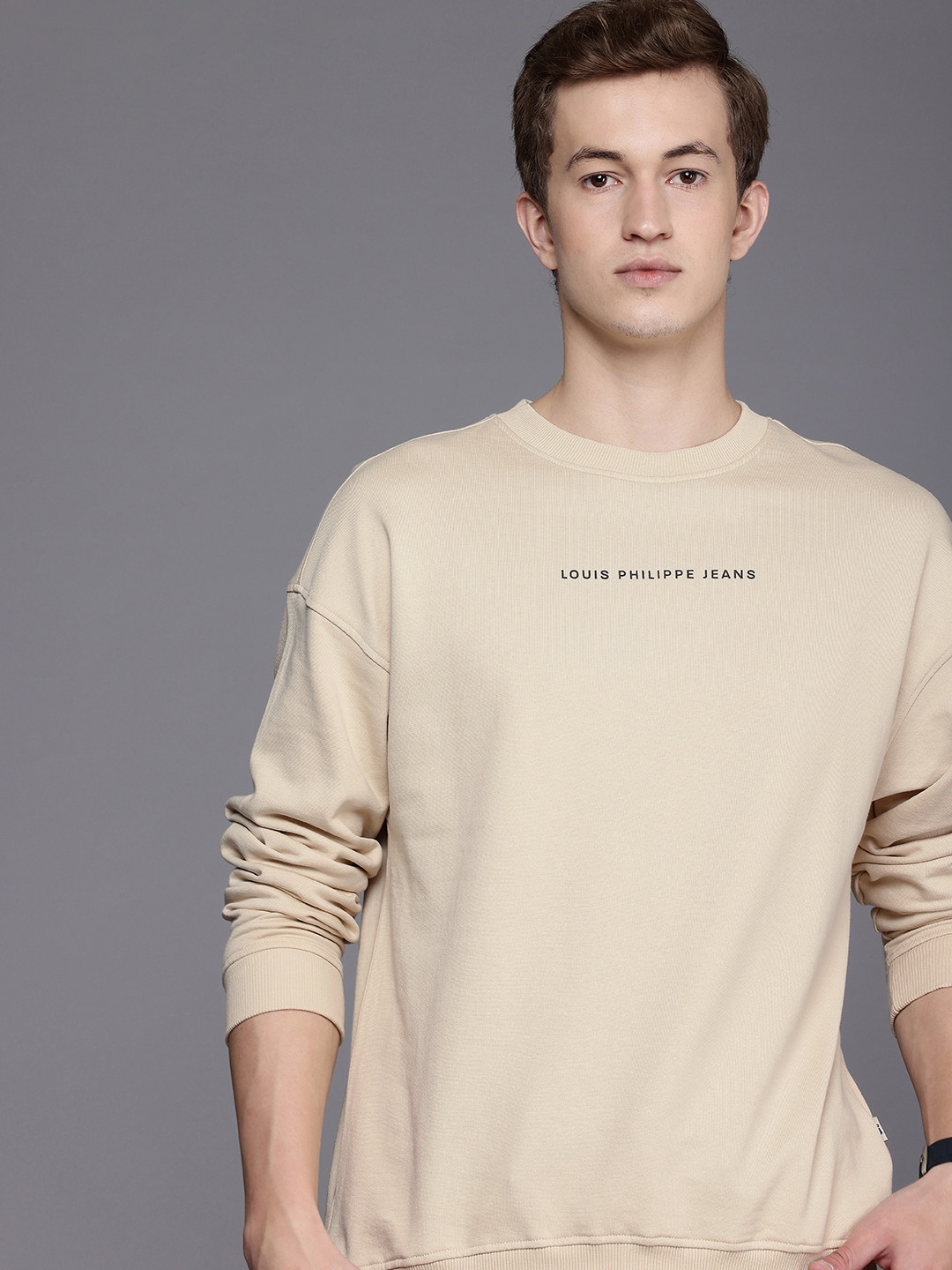 

Louis Philippe Jeans Round Neck Pure Cotton Sweatshirt, Beige