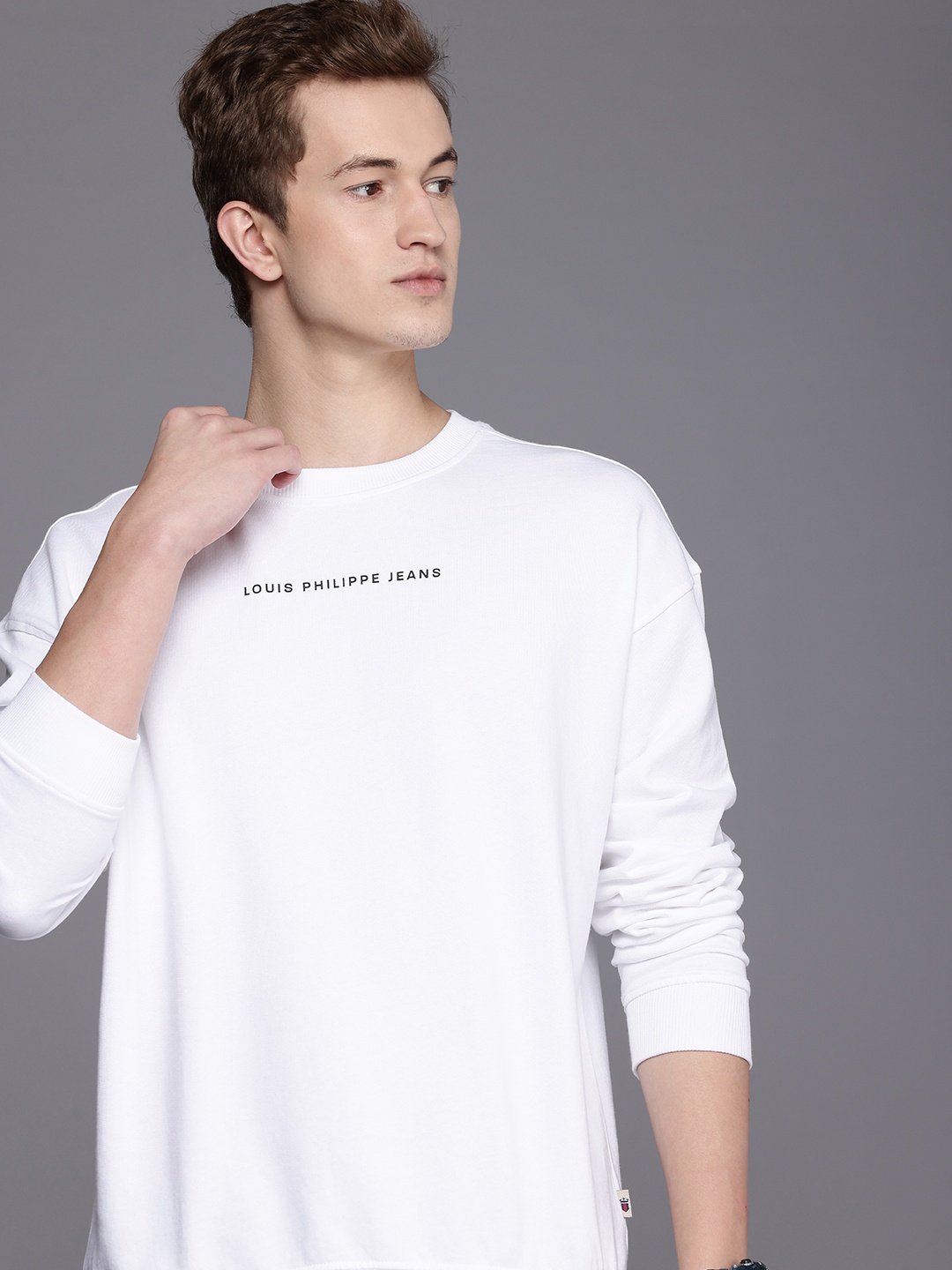 

Louis Philippe Jeans Round Neck Pure Cotton Sweatshirt, White
