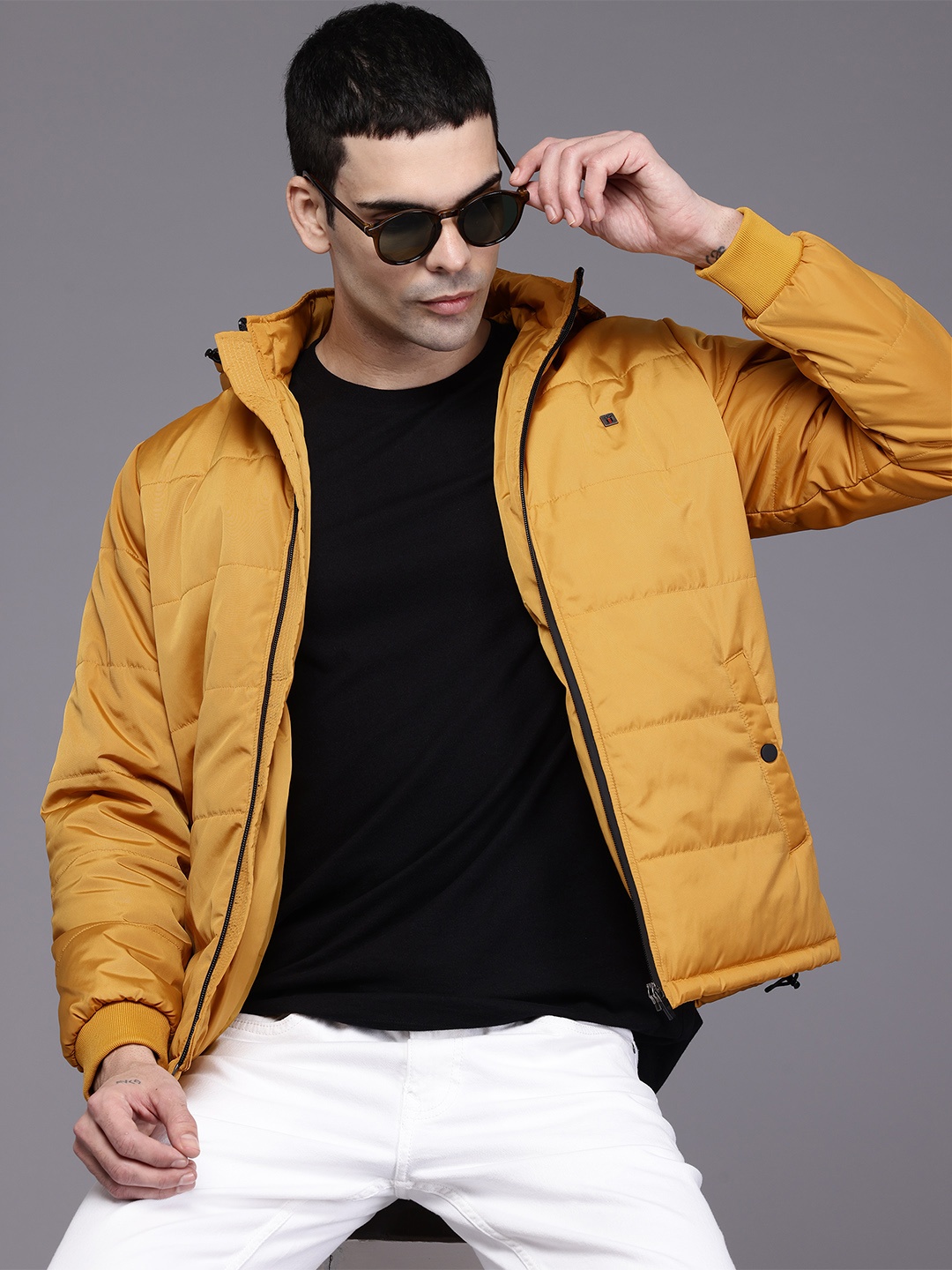 

Louis Philippe Sport Hooded Padded Jacket, Mustard