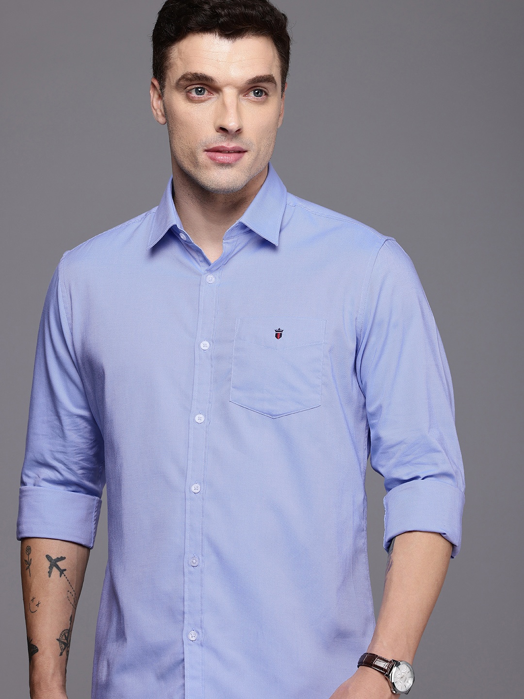 

Louis Philippe Sport Slim Fit Pure Cotton Casual Shirt, Blue