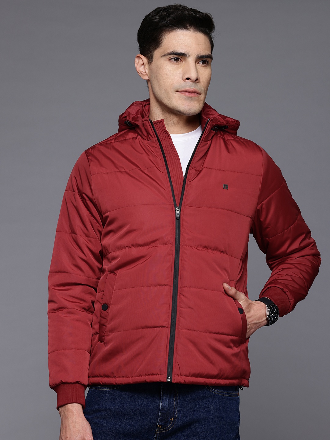 

Louis Philippe Sport Removable Hood Padded Jacket, Red