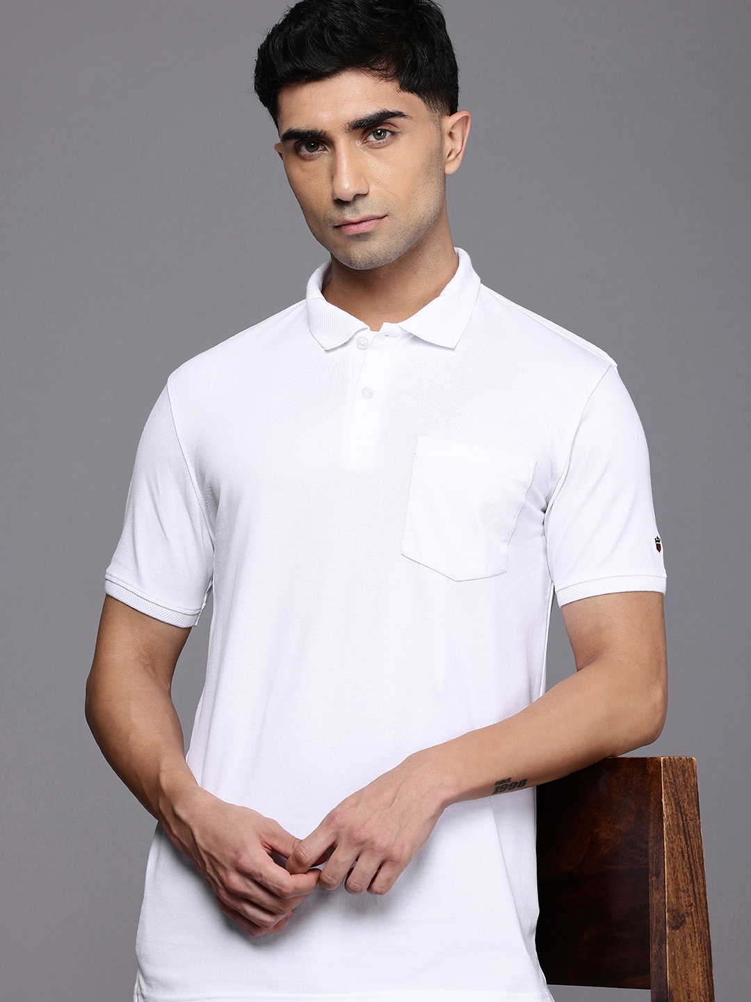 

Louis Philippe Sport Polo Collar Pockets Slim Fit T-shirt, White