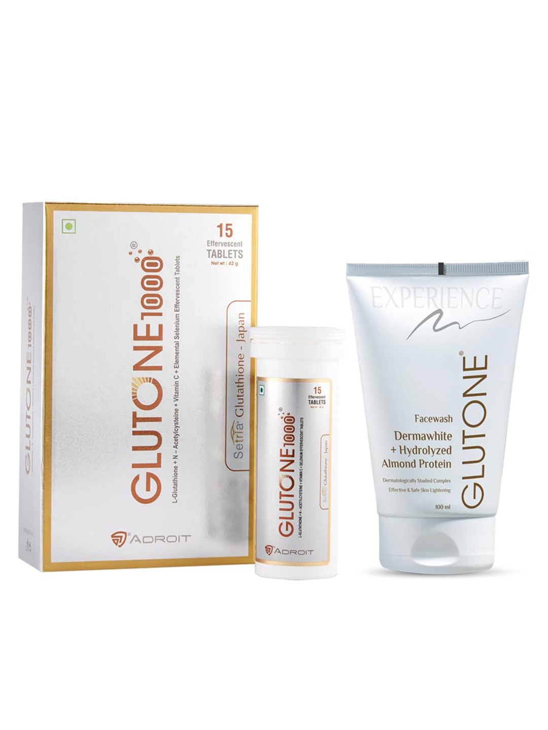 

GLUTONE Set of Glutone1000 Effervescent Tablets - 15 Tablet & Dream White Facewash - 100ml