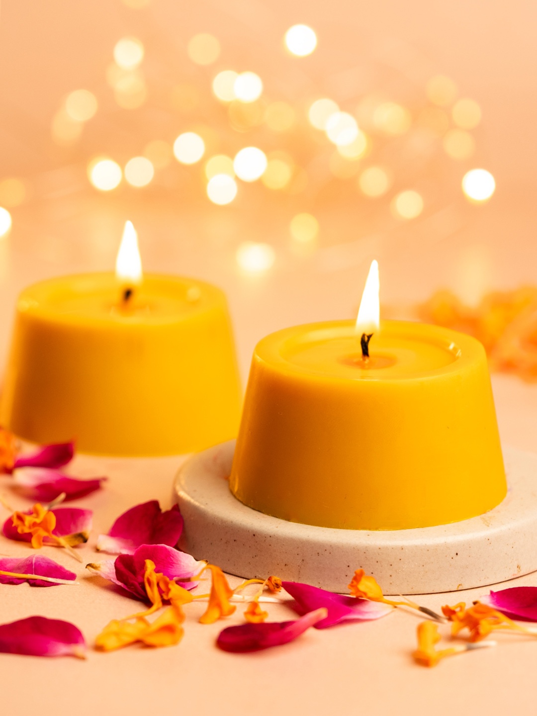 

Nat Habit Yellow 2 Pieces Marigold Spark Prosperity Tea Light Candles