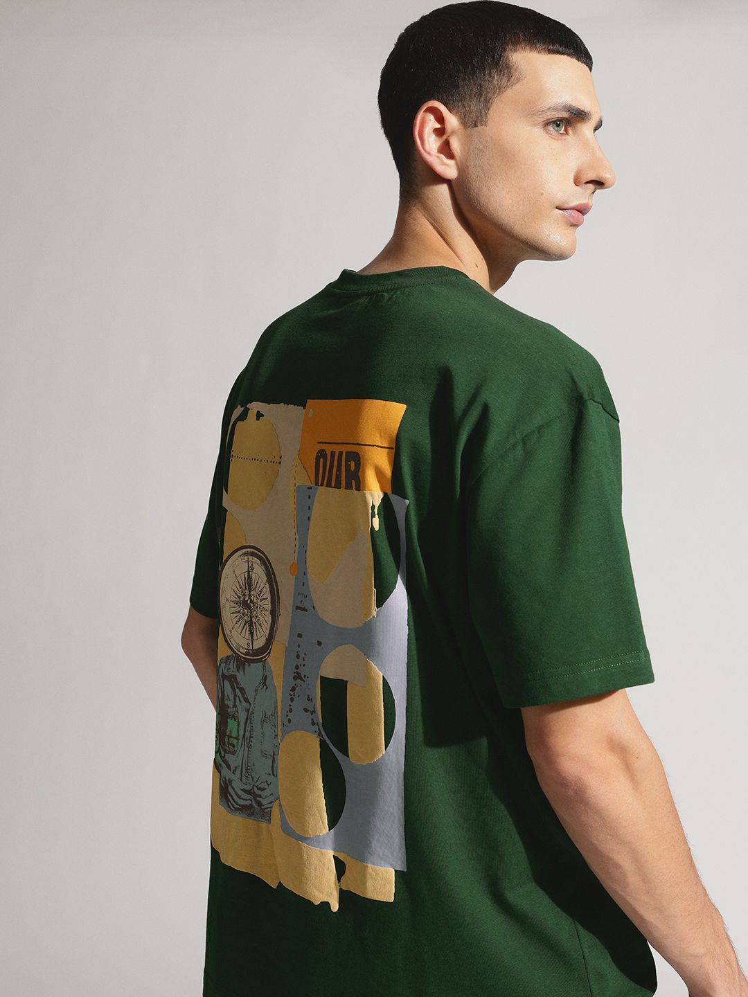 

H&M Oversized Printed Tshirts, Green