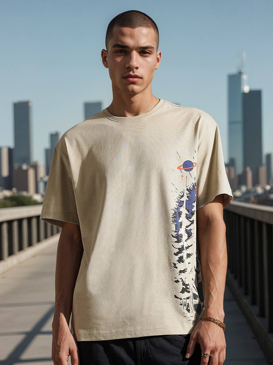 H&M Oversized Graphic Tshirts, Brown