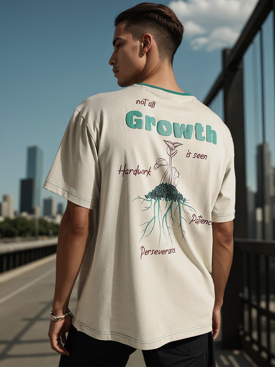 

H&M Oversized Graphic T-Shirt, Brown