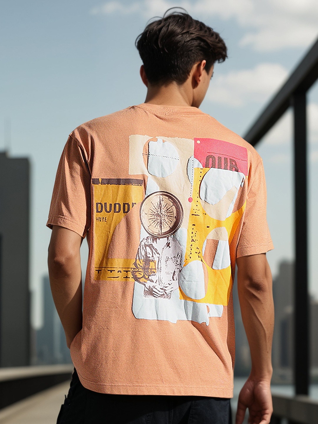 

H&M Oversized Printed T-Shirt, Rust