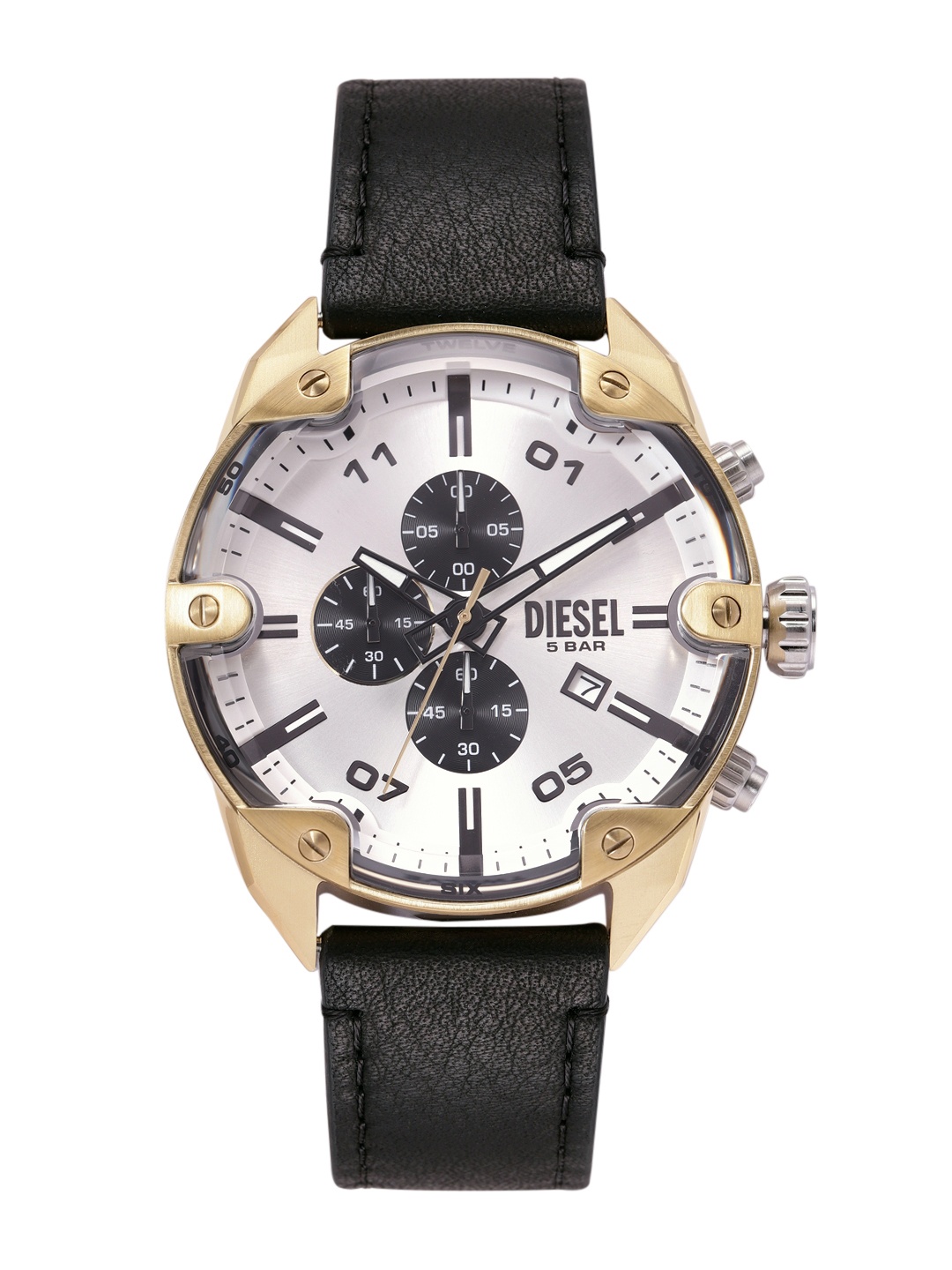 

DIESEL Men Spiked Black Chronograph Analogue Watch DZ4671, Silver